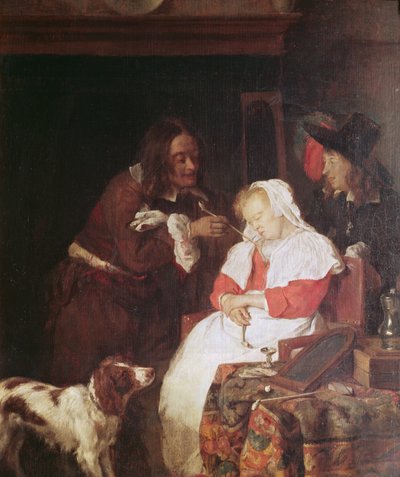 Due uomini con una donna addormentata da Gabriel Metsu